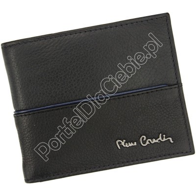 Portfel skórzany Pierre Cardin TILAK38 8824 - Kolor czarny + niebieski