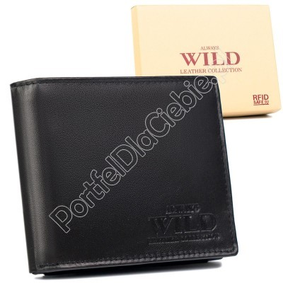 Portfel skórzany Wild N992-P-SCR - Kolor czarny
