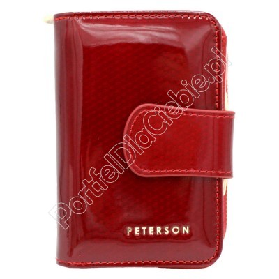 Portfel skórzany Peterson PTN 425214-SBR - Kolor czerwony